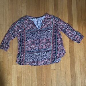 Lucky Brand Red and Blue Relaxed Blouse